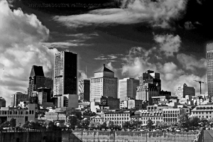 downtown montreal quebec skyline black and white